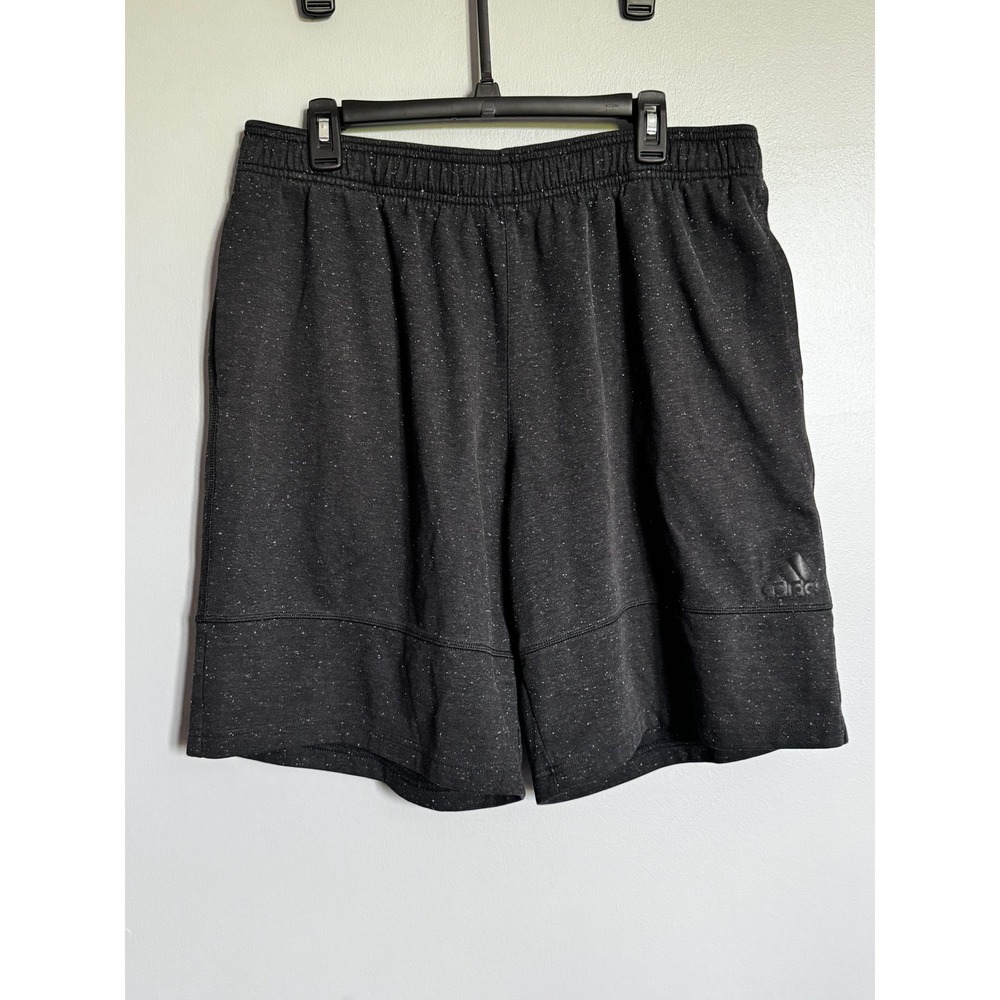 Adidas Mens Black Space Dye Speckled Athletic Gym Training Shorts XL